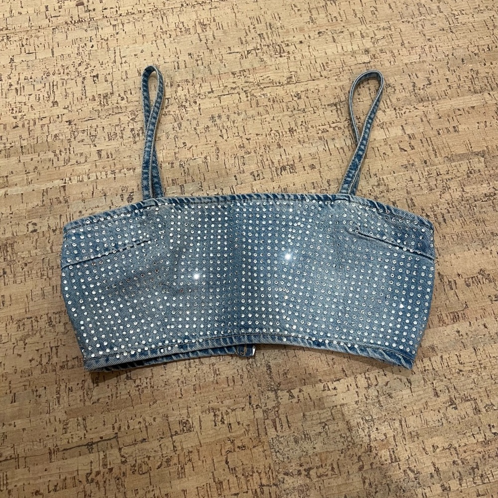 Zara Blue Studded Crop Top